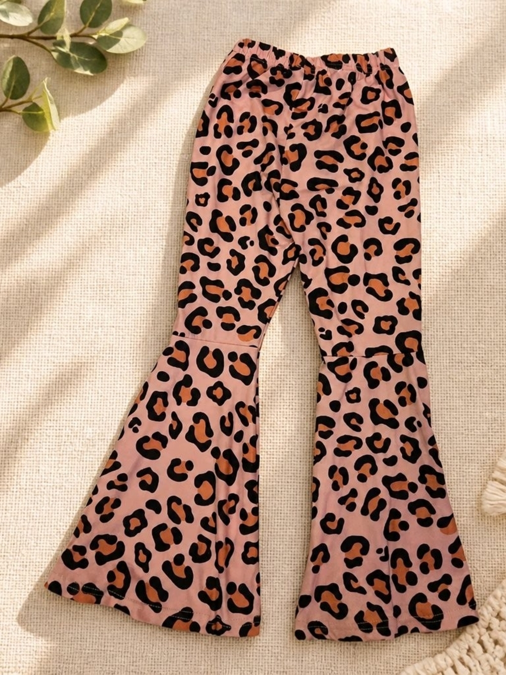 SHEIN Pink Leopard Print Bell Flare Pants for Kids